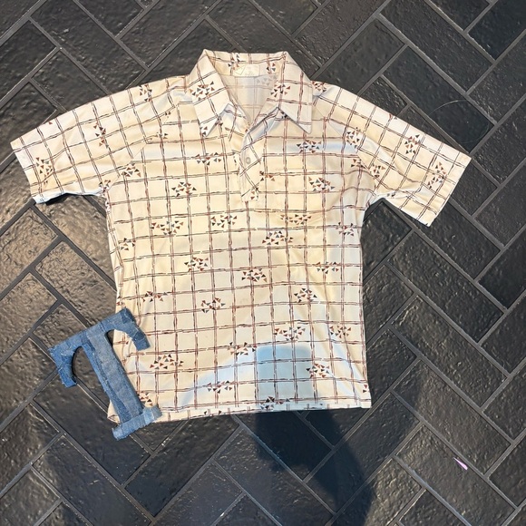 🧵 Vintage 70s Atomic Print Shirt by Leader of California (Men’s S/M) - Picture 1 of 4